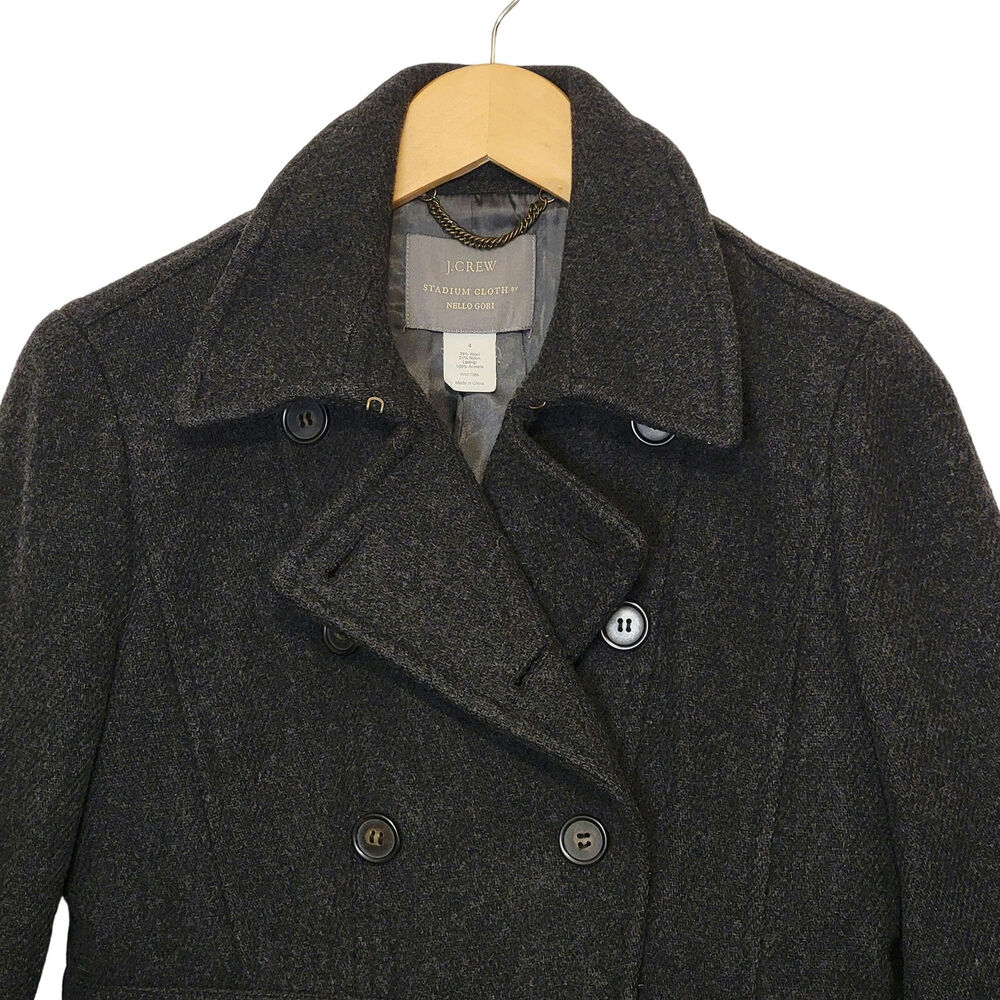 J Crew Stadium Cloth by Nello Gori Peacoat Double Breasted Wool Gray Size 4 - Picture 3 of 16